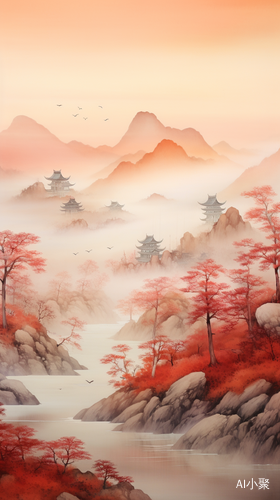 Chinese Landscape Painting: Golden Woods, Distant Pavilions and Gray Mountains