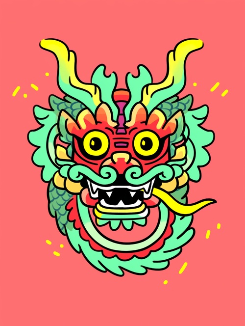 a super cute anthropomorphic chinese dragon image, Different expressions, minimalist, flat illustration, Clean background, Keith Haring Keith Haring, Simplified method, anthropomorphic, board drawing, niji 5