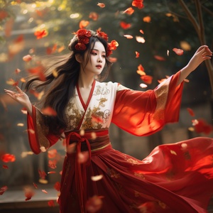 Breathtaking Asian Girl Dancing in Fashion Editorial Style