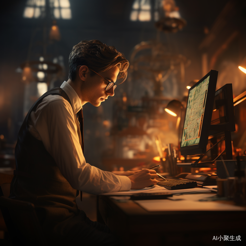 银行工作者坐在办公桌前，电脑上工作的优雅风格