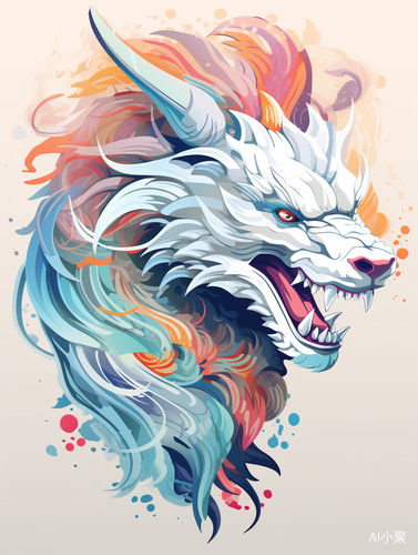 Lovely Chinese Dragon: A 2D Minimalist Geometric Illustration