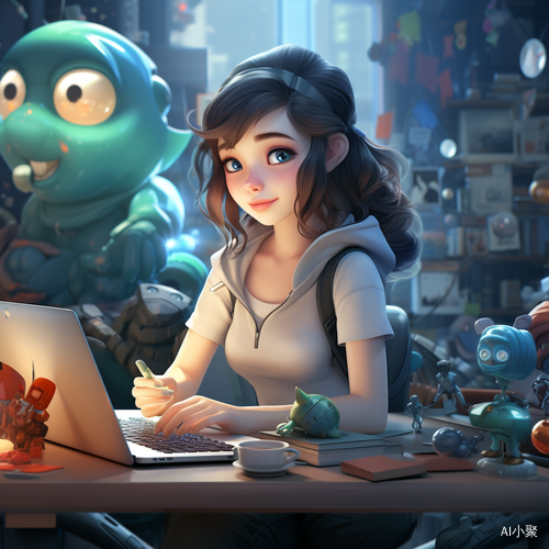 Cartoon Girl in Vray Tracing Style: A Playful Blend of Qian Xuan, Internet Academia, and Artgerm