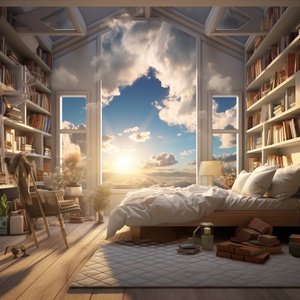 Scenic Bedroom with Sunlight and Indoor Décor