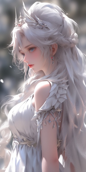 perfect hybird of ultra instinct five understandings to standing shoulder to shoulder with gods a woman with long white hair sitting on a bench, cinematic bust portrait for dark dress!! of goddess, | fine detail anime, shenhe from genshin impact, extremely high detail, clos up of a young anime girl, 2b niji 5 ar 9:16