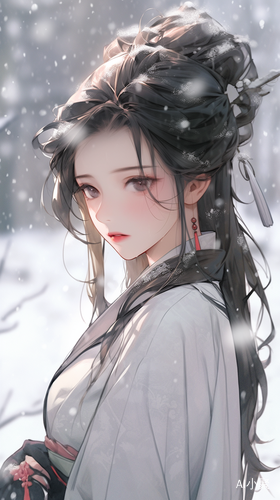 雪中唐风少女