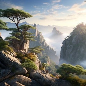 Anhui Huangshan: 8k High-Resolution Masterpiece with Delicate and Realistic Rendering