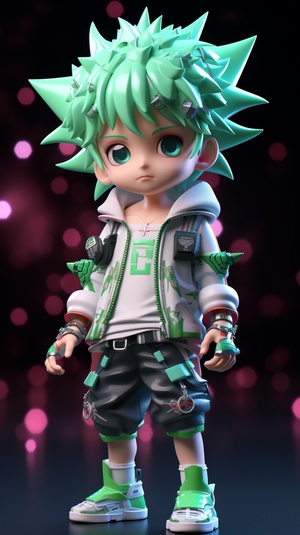 Cool Boy with Green Hair and Star Headdress