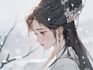 雪中唐风少女