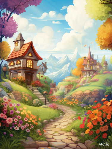 Cozy Little Town: Vibrant Colors and Blooming Flowers