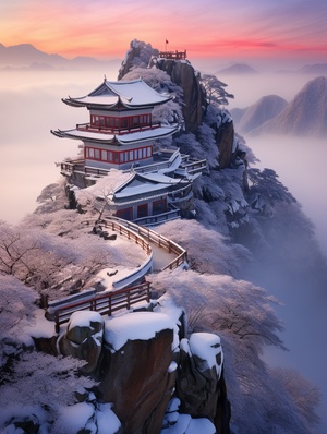 真实拍摄，黄山冬天的雪景