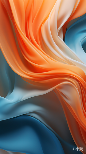 Graceful Curves: 3D Art in Motion with a Subtle Azure and Orange Palette