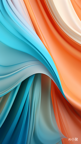 Graceful Curves: 3D Art in Motion with a Subtle Azure and Orange Palette