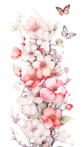 Flowers in Chinese Painting Style with High Quality Detail