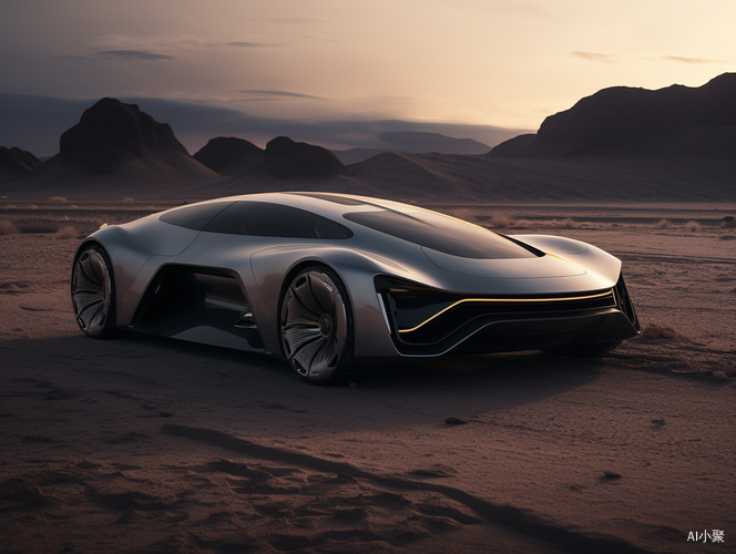 Futuristic Victorian Concept Car in Desert