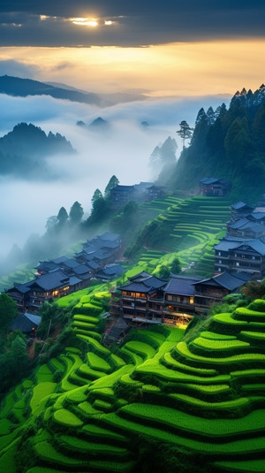 贵州古镇：云海云端的超高清细节唯美风景