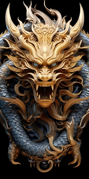 golden asian dragon on black background illustration, in the style of kurt wenner, sculpted, detailed character illustrations, artgerm, intricately sculpted, hd, cambodian art