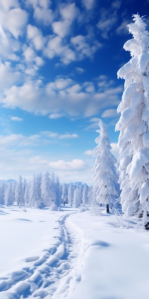 冬天雪景，史诗般的景色，透视超现实，超广角，摄影明亮柔和，意境优美，精细，超精细细节，超高清画质，超精致