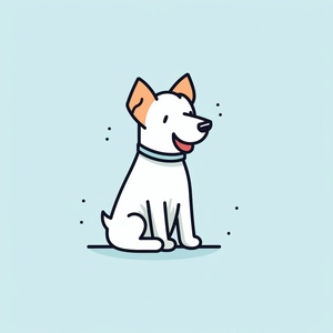 An icon of a dog , line art, in the style of line drawing style, vector illustration, editorial illustrations, white background, flat illustrations, charming character illustrations,simple details, playful character design, simple, minimalist