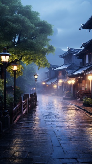 江南烟雨，近景