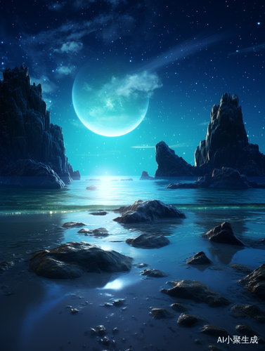 A Stunning Night Beach Scene with Fluorescence and Magic of Light
