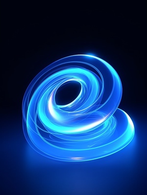 Blue Spinning Circle on Black Background with Anamorphic Lens and Whipping Lines