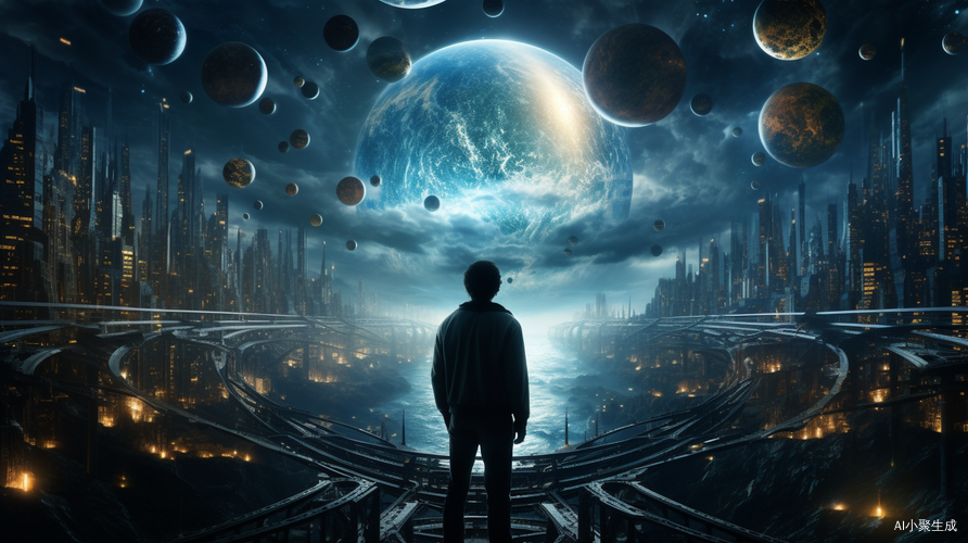 宇宙奇景中的男子