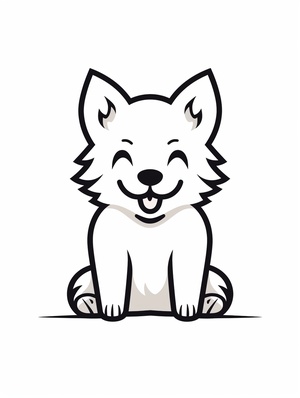 An icon of a dog , line art, in the style of line drawing style, vector illustration, editorial illustrations, white background, flat illustrations, charming character illustrations,simple details, playful character design, simple, minimalist