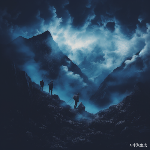 山顶与山脉间的烟熏背景