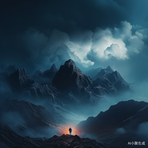 山顶与山脉间的烟熏背景