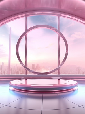 Futuristic Pink Round Environment with Super Detail