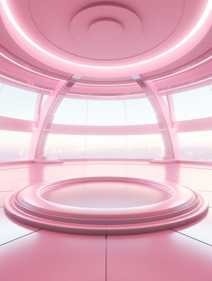 Futuristic Pink Round Environment with Super Detail