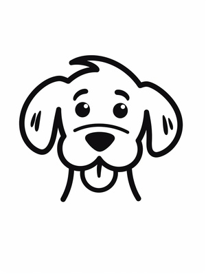 An icon of a dog , line art, in the style of line drawing style, vector illustration, editorial illustrations, white background, flat illustrations, charming character illustrations,simple details, playful character design, simple, minimalist