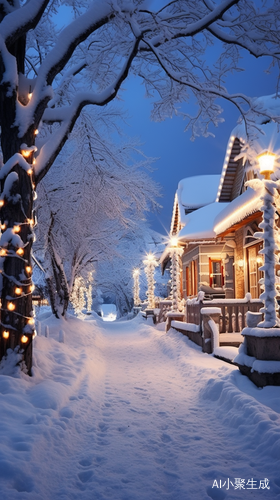 冬夜史诗般的雪景