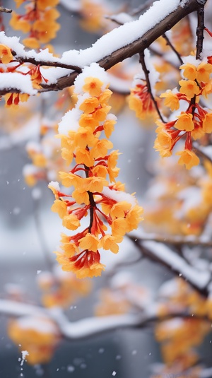 寒气渐显满天空，冰雪凝寒凛冷风。但见腊梅含瑞色，寒冬亦有温暖情。