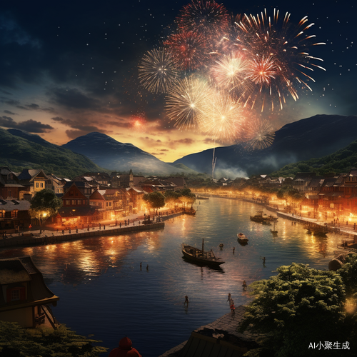 真实村庄中的超现实高清：烟火与清澈小河