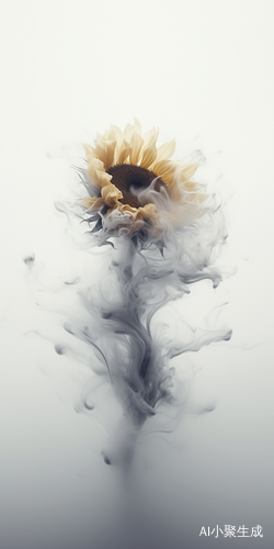 Silky Smoke: Close-up of an Abstract Floating Sunflower