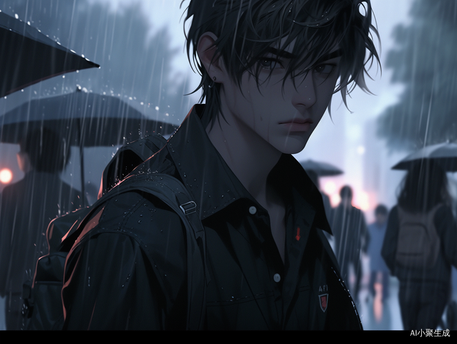 失明高中生在绝望校园中的黑暗雨夜