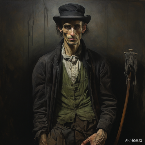 身穿褴褛维多利亚时期哥特式衣服的高瘦男人