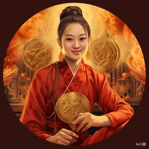 金色星盘女道士微笑金币金元宝