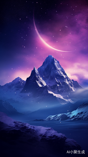 Snowy Mountains: A Mystical Nighttime Landscape