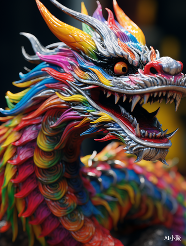 Up close Rainbow Dragon: A Grand Scene of Minimalism with C4D Rendering and Surrealism