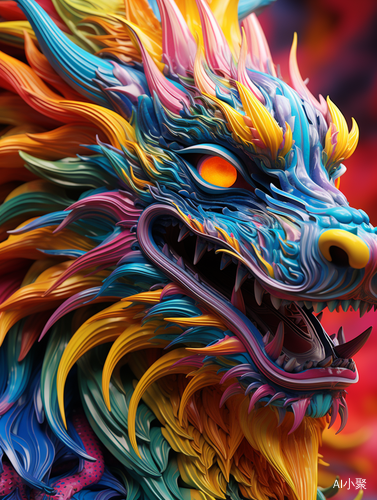 Up close Rainbow Dragon: A Grand Scene of Minimalism with C4D Rendering and Surrealism