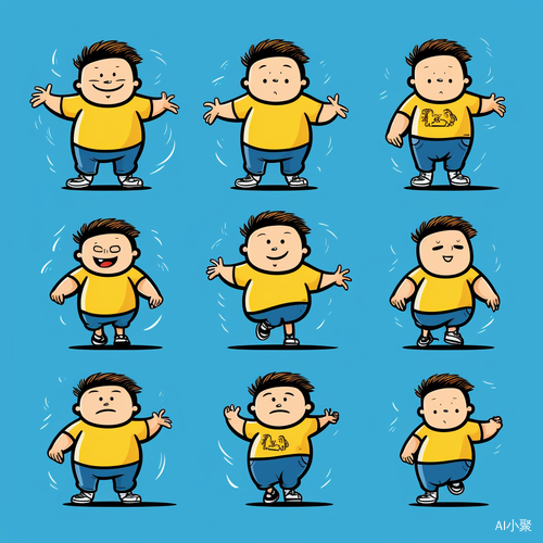 Chubby Boy: Keith Haring-inspired Split Cartoon Illustrations