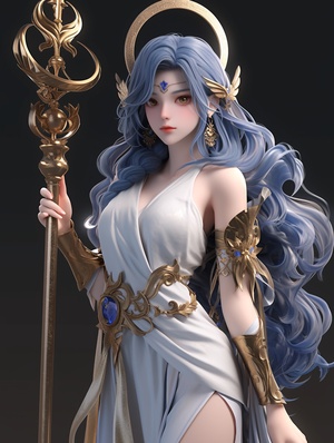 ultra high definition concept art cartoon picture. high detail iconic character. standing_split of curvaceous face. blue hair of loincloth. full body close-up shot. 8K detail. slim legs. highly detailed character design, mid closeup, elderly greek goddess, onmyoji detailed art. cell shaded. Hestia niji 5 ar 9:16