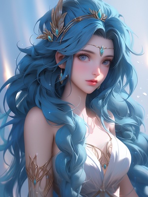 ultra high definition concept art cartoon picture. high detail iconic character. standing_split of curvaceous face. blue hair of loincloth. full body close-up shot. 8K detail. slim legs. highly detailed character design, mid closeup, elderly greek goddess, onmyoji detailed art. cell shaded. Hestia niji 5 ar 9:16