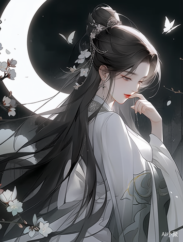 Mysterious Traditional Chinese Woman in Nightcore Style