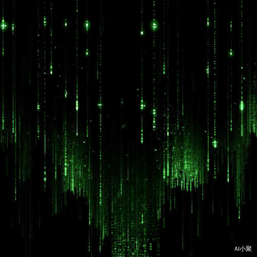 ASCII黑客帝国亮绿色发光特效纯黑背景