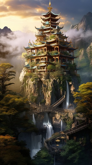 Ancient Chinese Temple: A Midjourney with Epic Water & Ink Fantasy