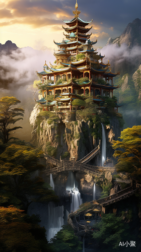 Ancient Chinese Temple: A Midjourney with Epic Water & Ink Fantasy