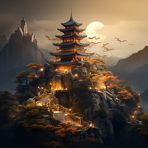 Epic Chinese Ancient Temple: A Midjourney of Fantasy and Martial Arts